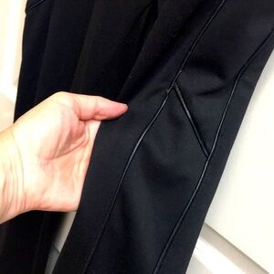 Narrow Ankle, Stretch Waist, Pull on Pants w Faux Leather Side Stripes